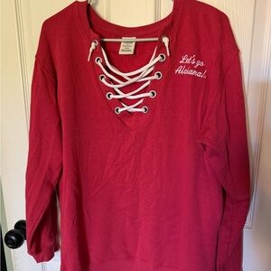 Victoria's Secret Red Alabama Lace-Up Long Sleeve Tee